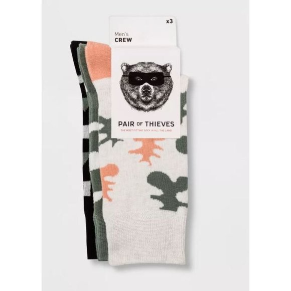 Pair of Thieves Men's Crew Socks 3pk - Green/Pink 8-12 - Picture 2 of 4